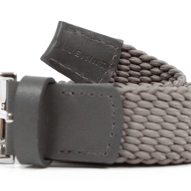 Bluemint LEE DARK SHADOW Leather-Trimmed Woven Elastic Belt