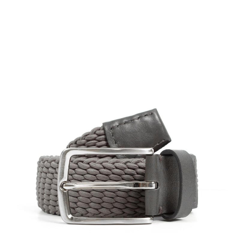 bluemint LEE DARK SHADOW Leather-Trimmed Woven Elastic Belt