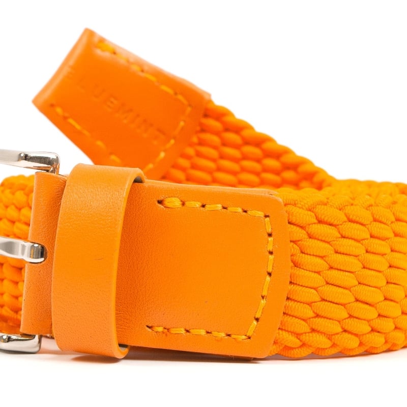 Bluemint LEE ORANGE Leather-Trimmed Woven Elastic Belt