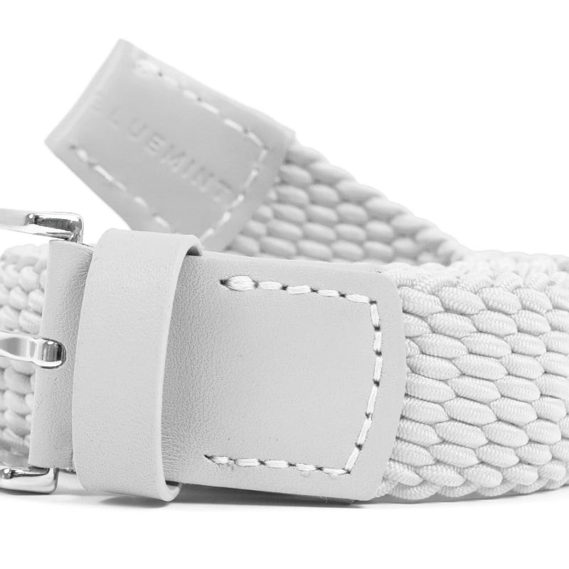 Bluemint LEE WHITE Leather-Trimmed Woven Elastic Belt