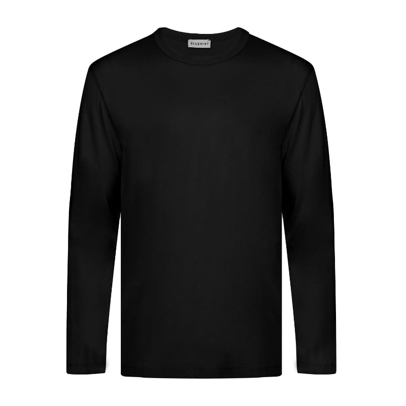 bluemint LEONG BLACK Long Sleeve Cotton Blend T-Shirt