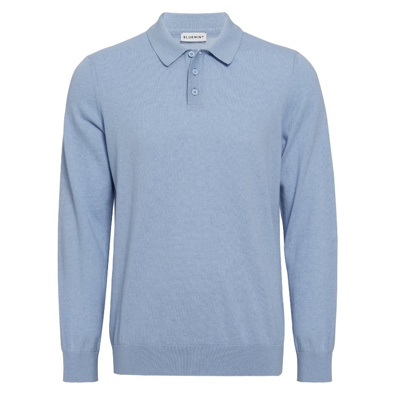bluemint LEWIS AQUAMARINE Long Sleeve Knit Polo Shirt