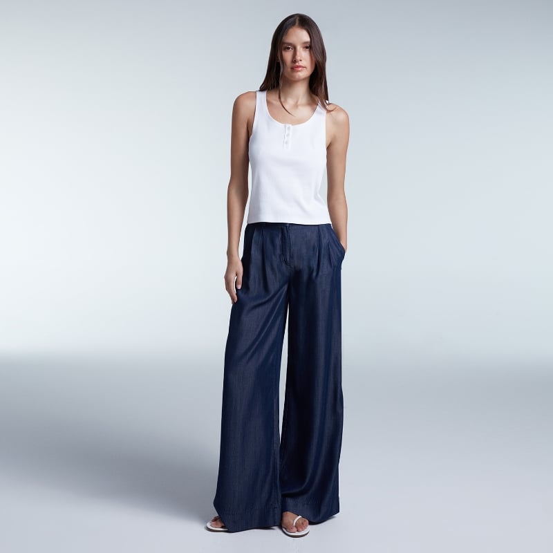 Bluemint LIONEL INDIGO Pleated Tencel Wide-Leg Trousers