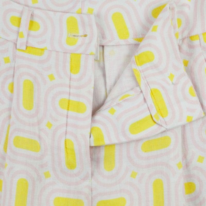 Bluemint LIVIA PINK DIAMOND Pleated Linen Wide-Leg Trousers