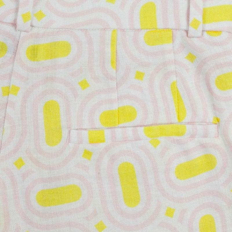 Bluemint LIVIA PINK DIAMOND Pleated Linen Wide-Leg Trousers