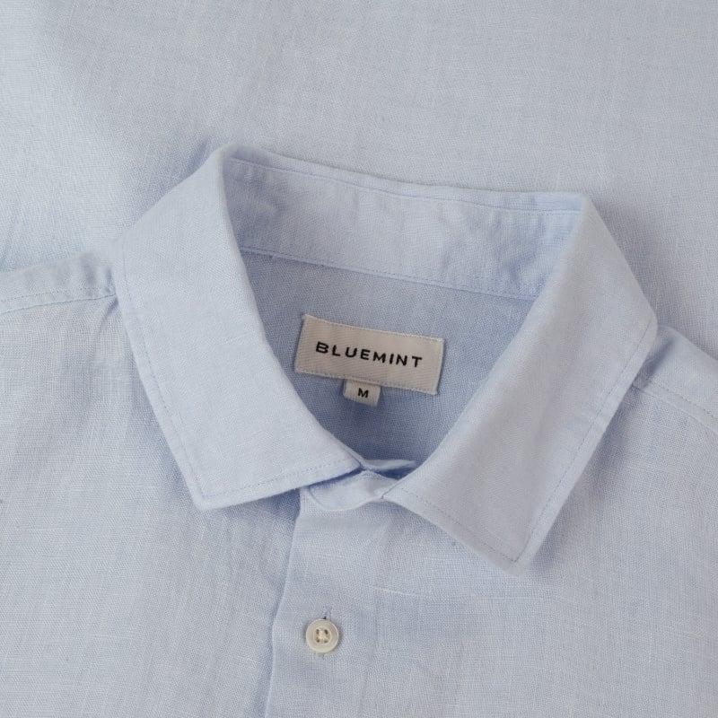 Bluemint LUCA LIGHT SKY Custom Fit Linen Shirt With Kent Collar