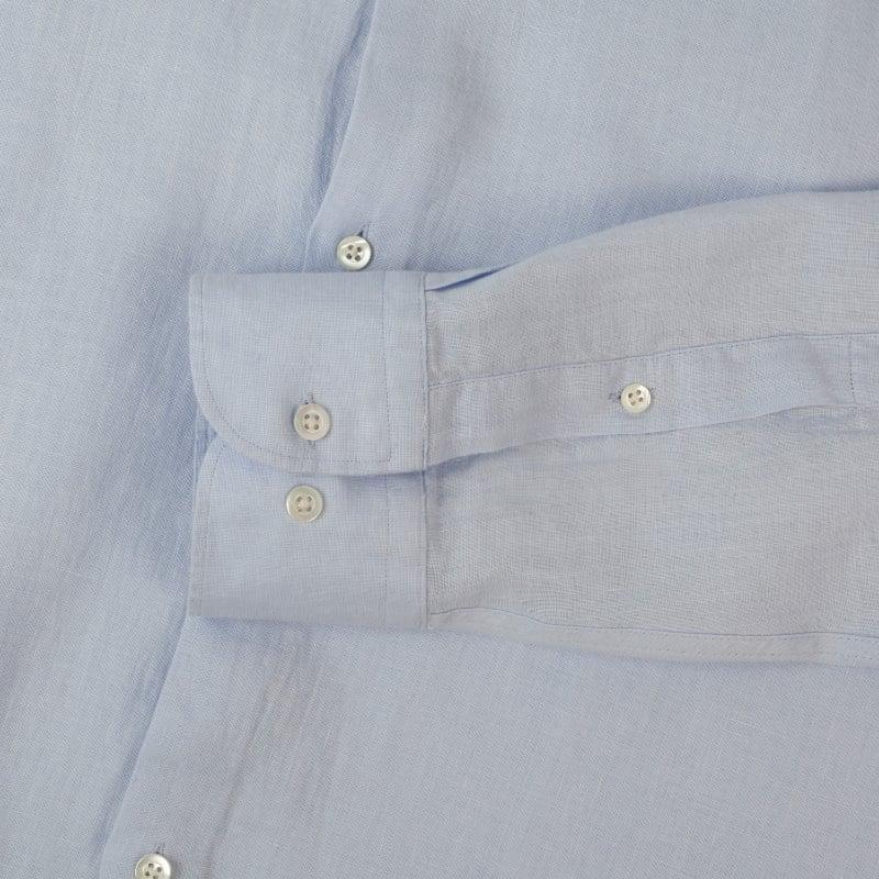 Bluemint LUCA LIGHT SKY Custom Fit Linen Shirt With Kent Collar