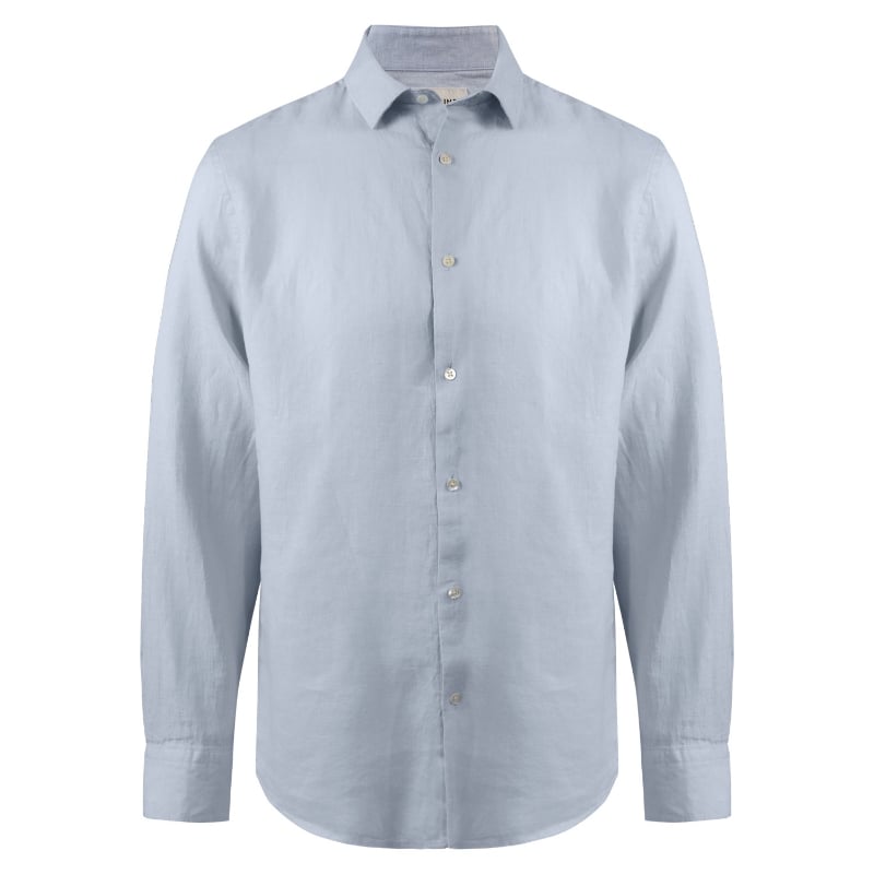 bluemint LUCA LIGHT SKY Custom Fit Linen Shirt with Kent Collar