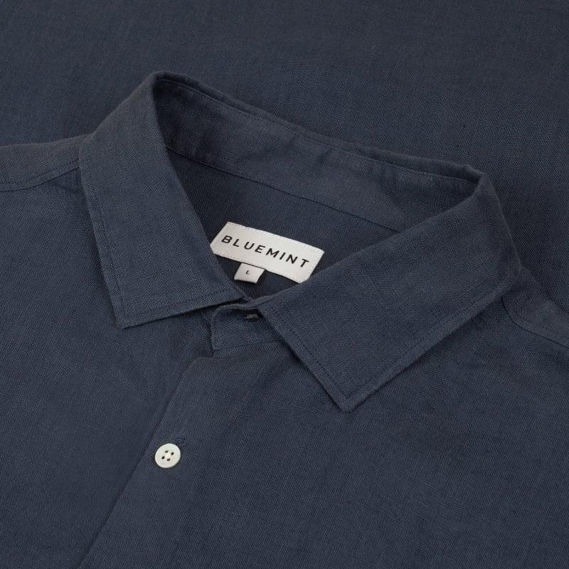 Bluemint LUCA MIDNIGHT Custom Fit Linen Shirt With Kent Collar