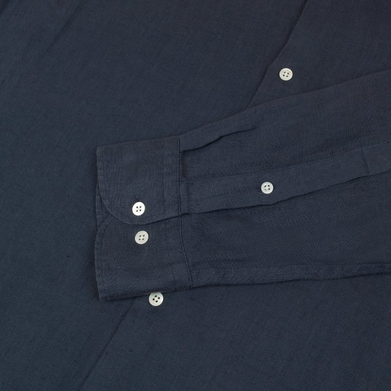 Bluemint LUCA MIDNIGHT Custom Fit Linen Shirt With Kent Collar