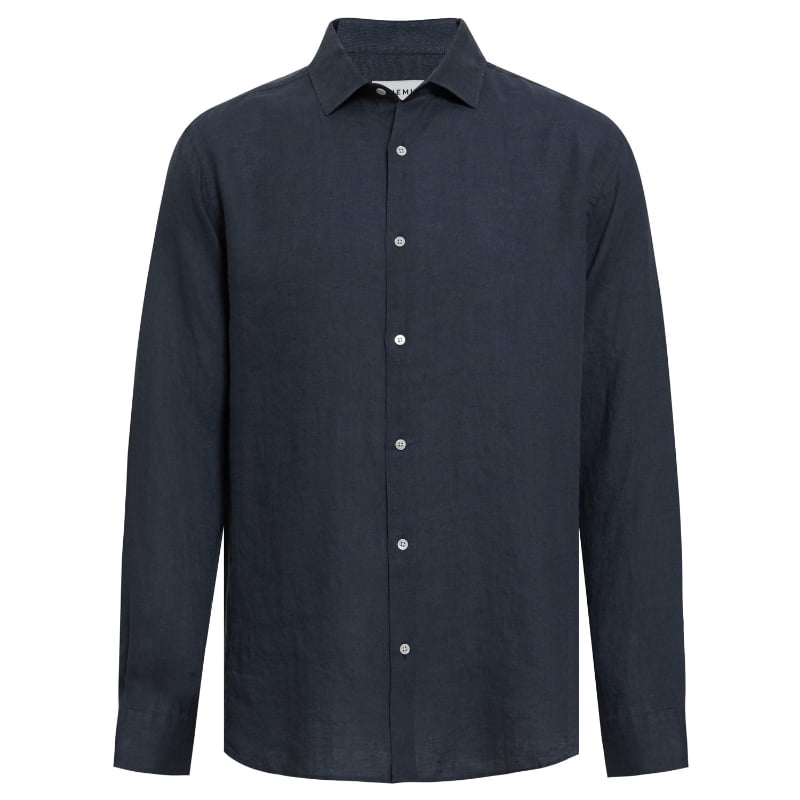 bluemint LUCA MIDNIGHT Custom Fit Linen Shirt with Kent Collar