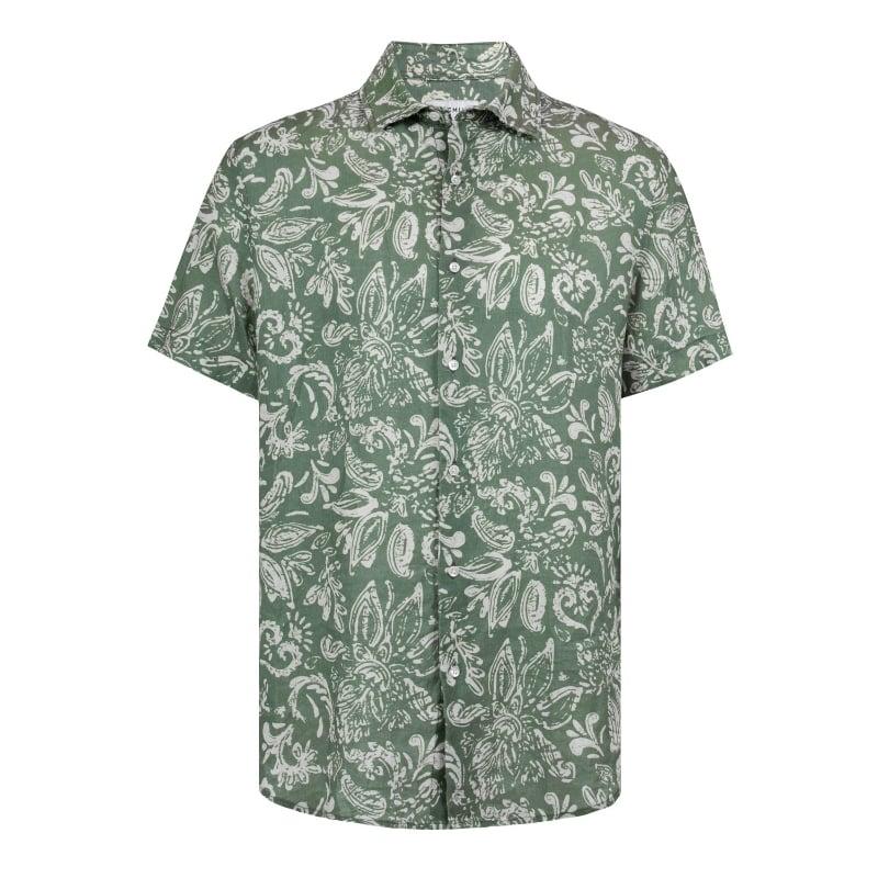 bluemint LUCA SHORT SLEEVE PRINTED RAINFOREST PAISLEY Short-Sleeved Linen Shirt