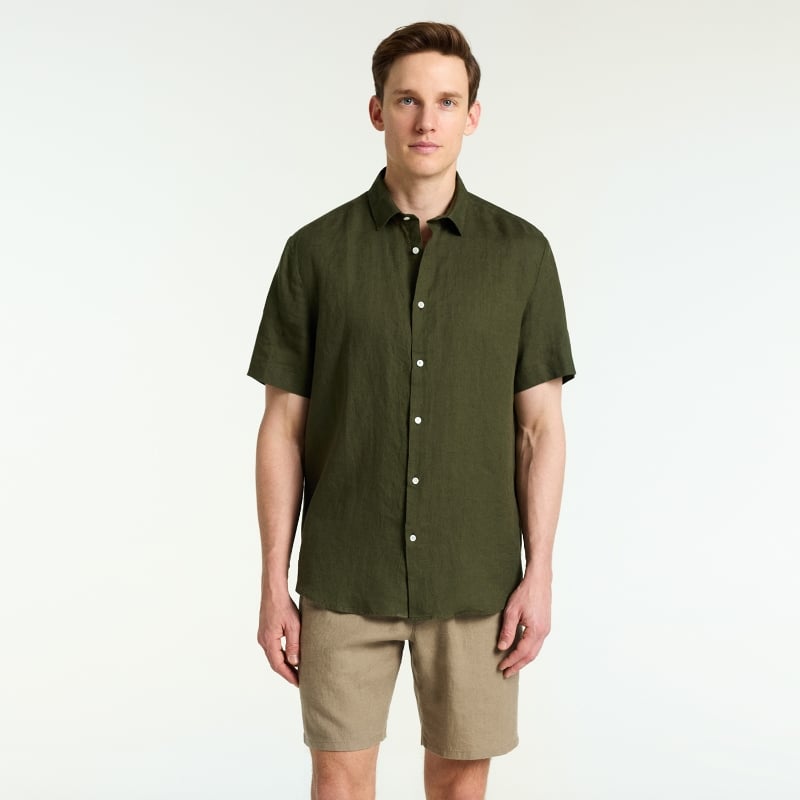 Bluemint LUCA SHORT SLEEVE RAINFOREST Short-Sleeved Linen Shirt