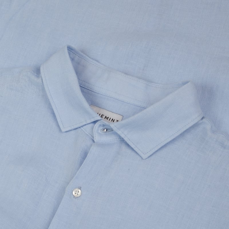 Bluemint LUCA SHORT SLEEVE SKY BLUE Short-Sleeved Linen Shirt