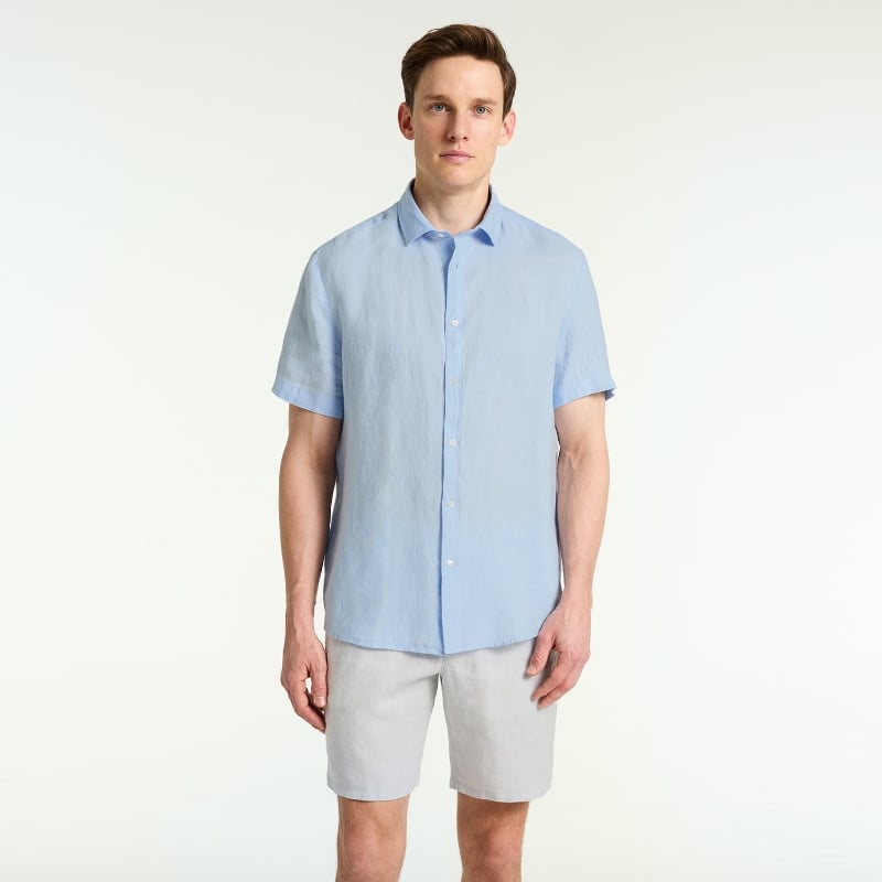 Bluemint LUCA SHORT SLEEVE SKY BLUE Short-Sleeved Linen Shirt