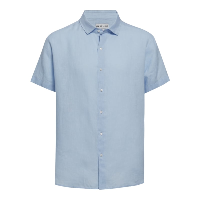 bluemint LUCA SHORT SLEEVE SKY BLUE Short-Sleeved Linen Shirt