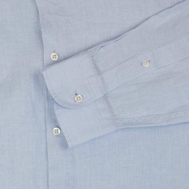 Bluemint LUCA SKY BLUE Custom Fit Linen Shirt With Kent Collar