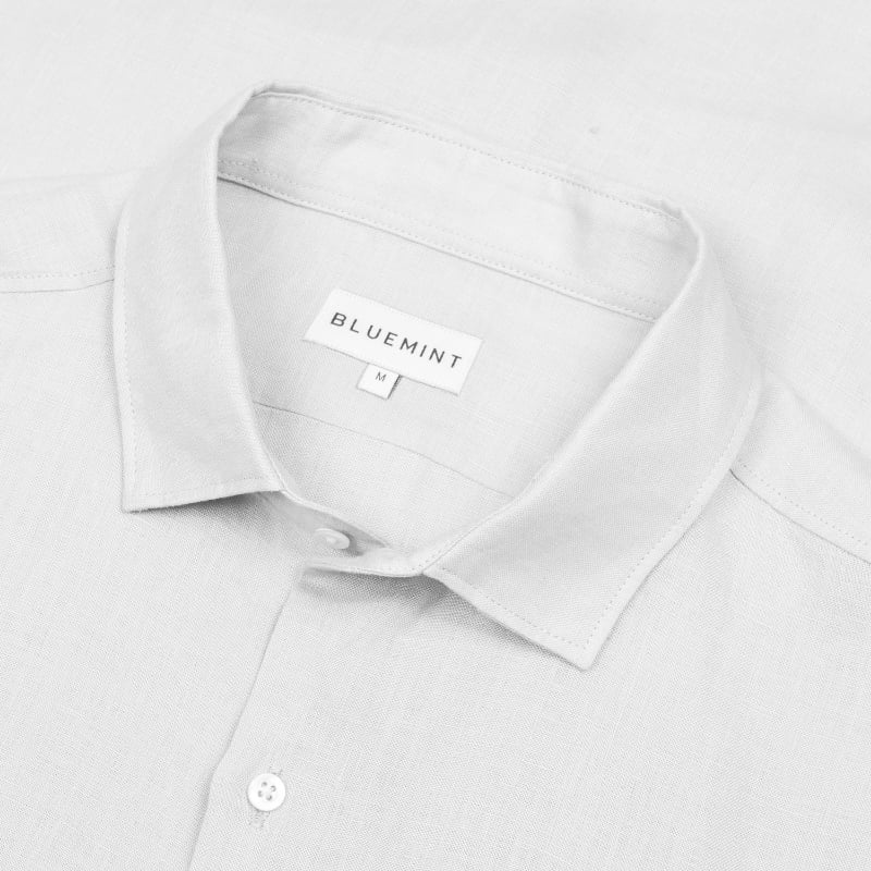 Bluemint LUCA WHITE Custom Fit Linen Shirt With Kent Collar