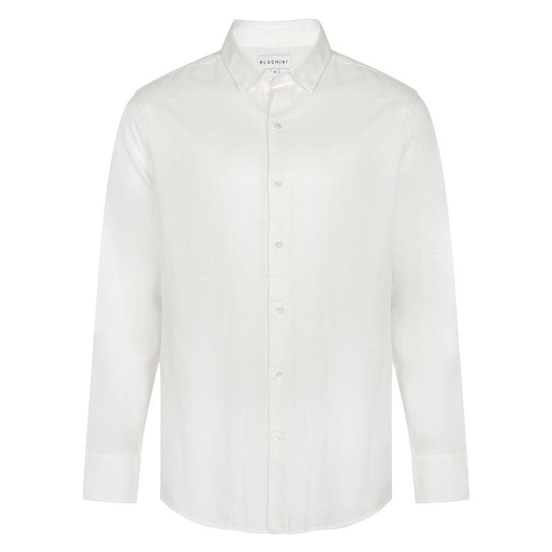 bluemint LUCA WHITE Custom Fit Linen Shirt with Kent Collar