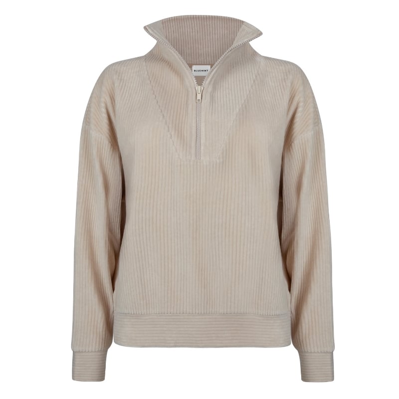 bluemint LYA BISCOTTI Corduroy Jersey Half-Zip Sweatshirt