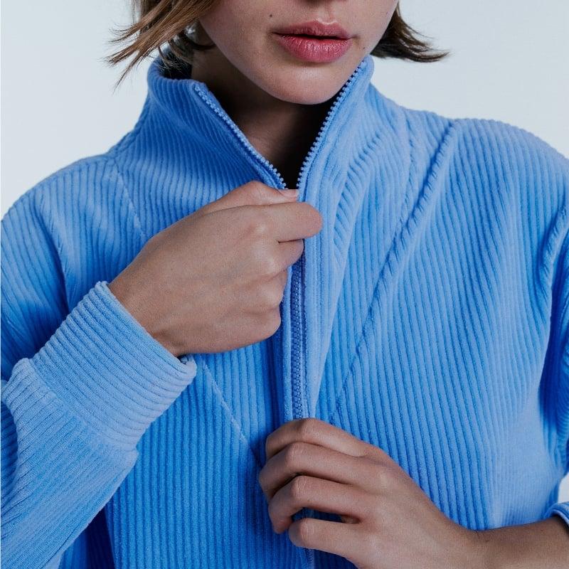 Bluemint LYA FRENCH BLUE Corduroy Jersey Half-Zip Sweatshirt