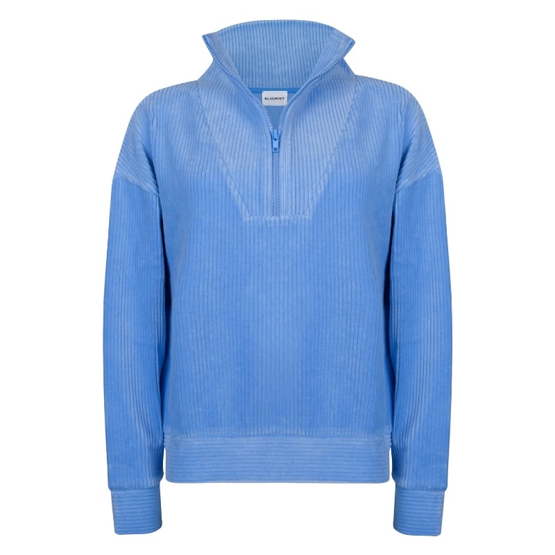 bluemint LYA FRENCH BLUE Corduroy Jersey Half-Zip Sweatshirt