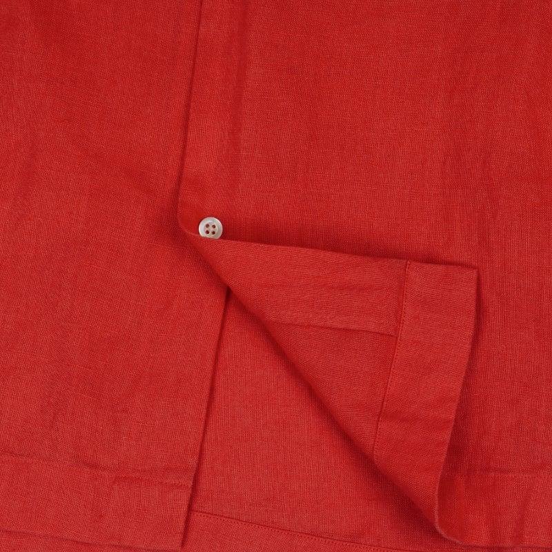 Bluemint MARS CORAL RED Short Sleeve Camp-Collar Linen Shirt