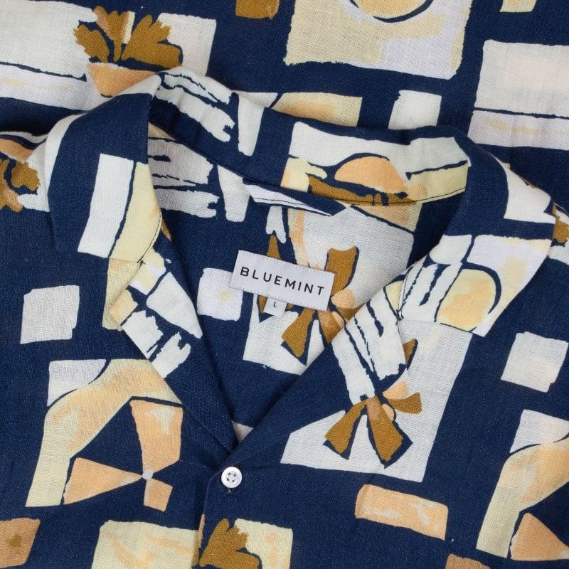 Bluemint MARS PRINTED HOLIDAY Short Sleeve Camp-Collar Linen Shirt