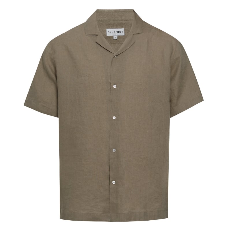 bluemint MARS STONE Short Sleeve Camp-Collar Linen Shirt
