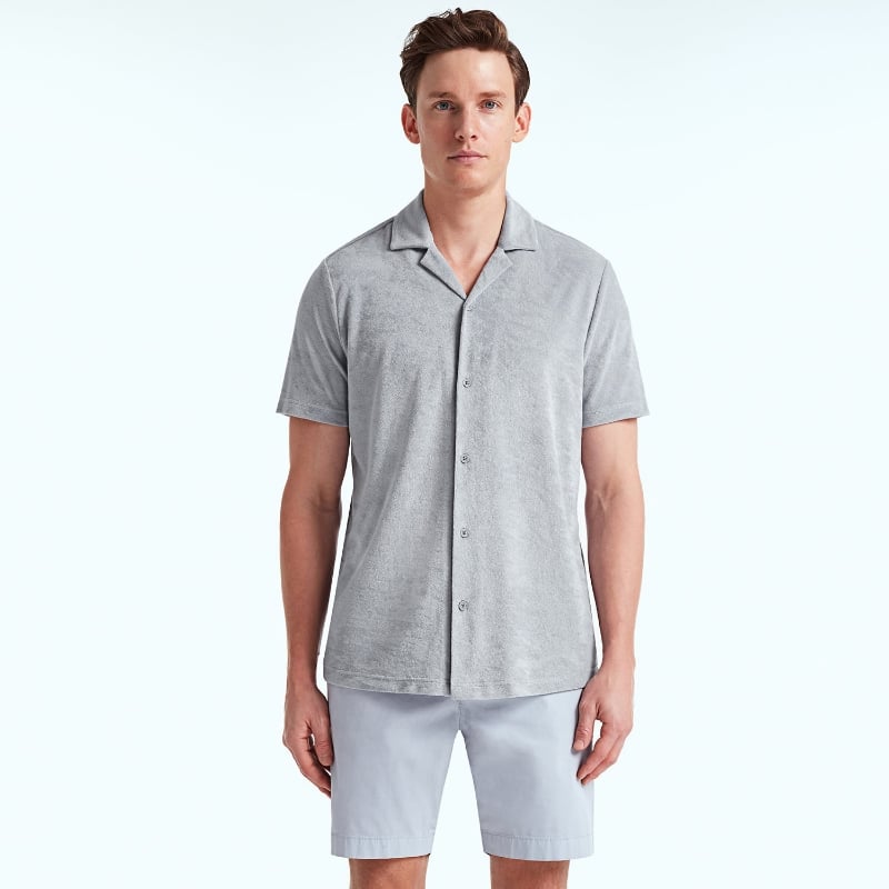 Bluemint MARS TOWELLING GREY MELANGE Towelling Camp-Collar Shirt