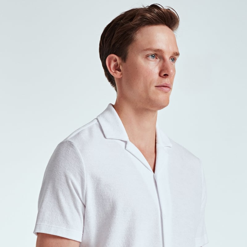 Bluemint MARS TOWELLING WHITE Towelling Camp-Collar Shirt