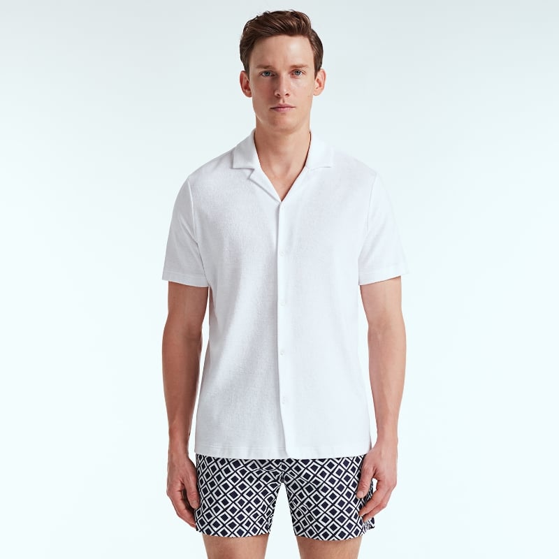 Bluemint MARS TOWELLING WHITE Towelling Camp-Collar Shirt