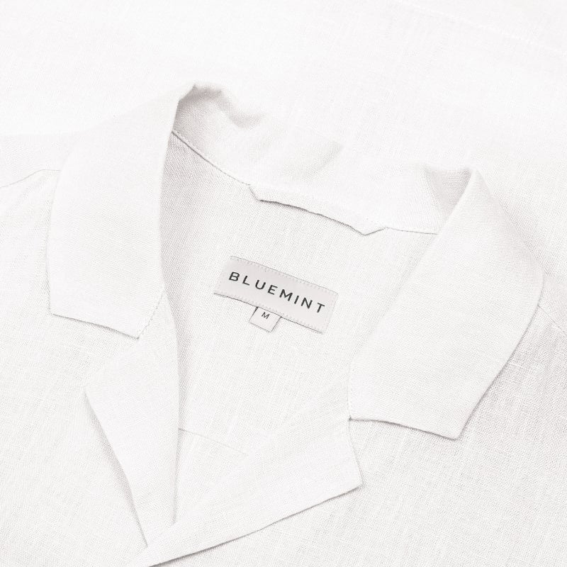 Bluemint MARS WHITE Short Sleeve Camp-Collar Linen Shirt