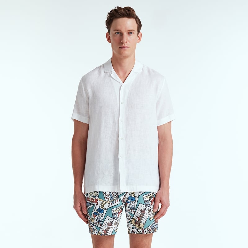 Bluemint MARS WHITE Short Sleeve Camp-Collar Linen Shirt