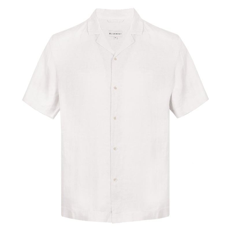 bluemint MARS WHITE Short Sleeve Camp-Collar Linen Shirt