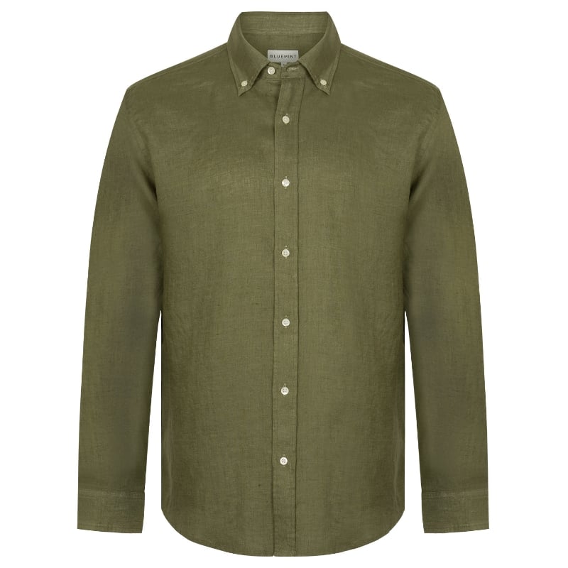bluemint MARTIN ARMY Classic Linen Long Sleeve Shirt