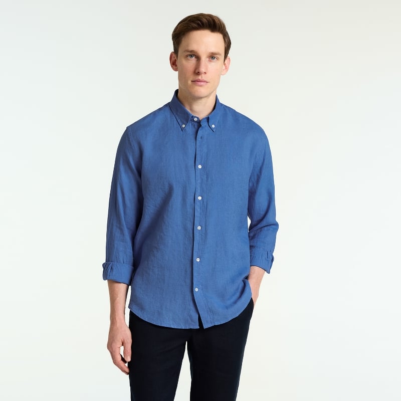 Bluemint MARTIN LAGOON BLUE Classic Linen Long Sleeve Shirt