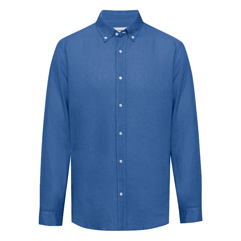 bluemint MARTIN LAGOON BLUE Classic Linen Long Sleeve Shirt