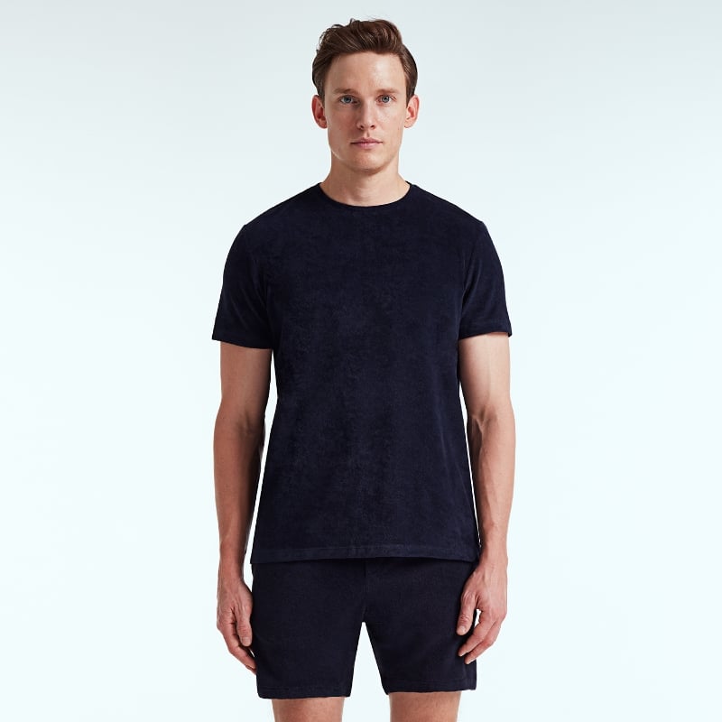 Bluemint MARVIN DARK NAVY Crew Neck Towelling T-Shirt