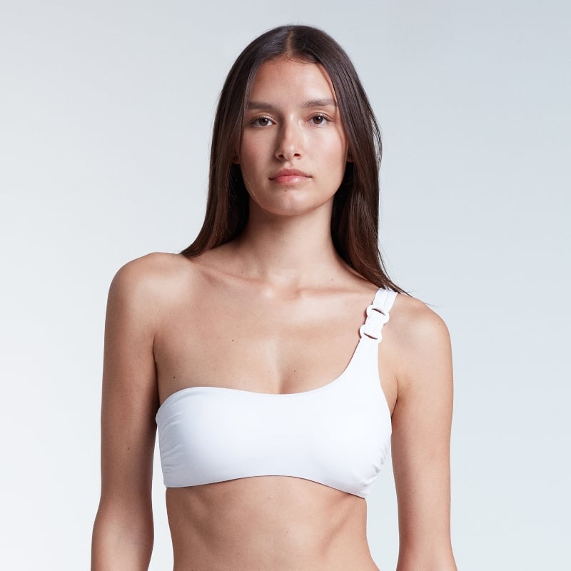bluemint NORA WHITE One-Shoulder Bandeau Bikini Top