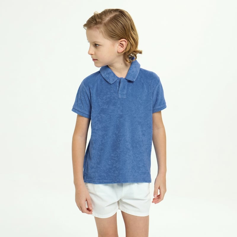 Bluemint OLLIE LAGOON BLUE Kids Towelling Polo Shirt