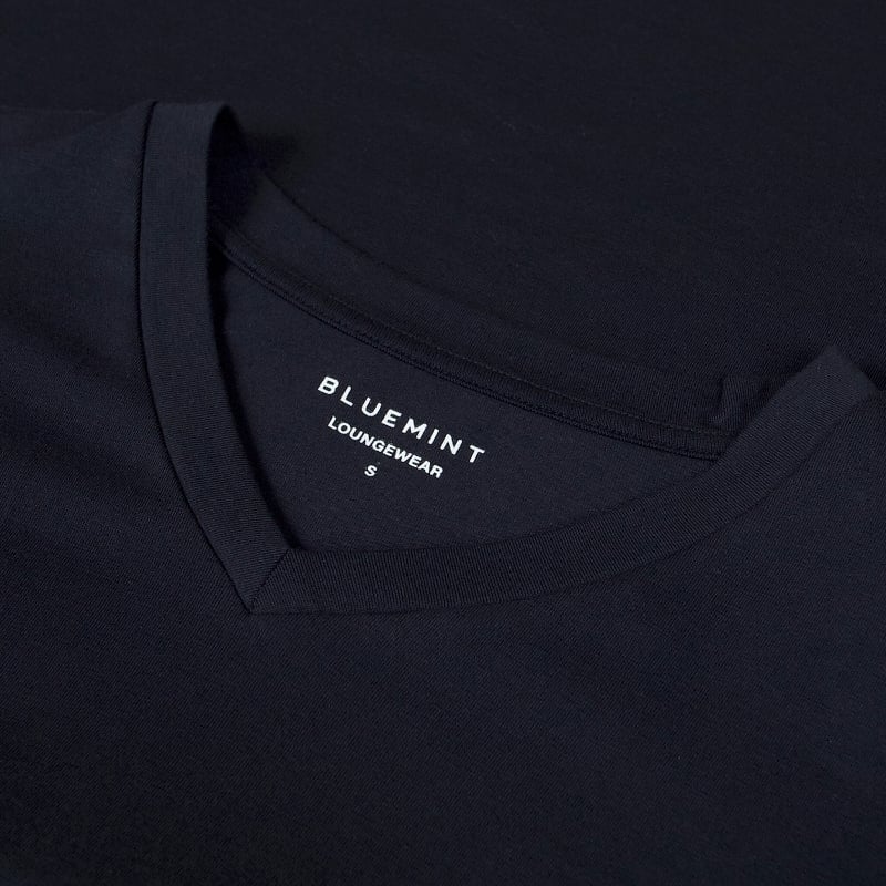 Bluemint PERCIE DARK NAVY Cotton-Blend V-Neck T-Shirt