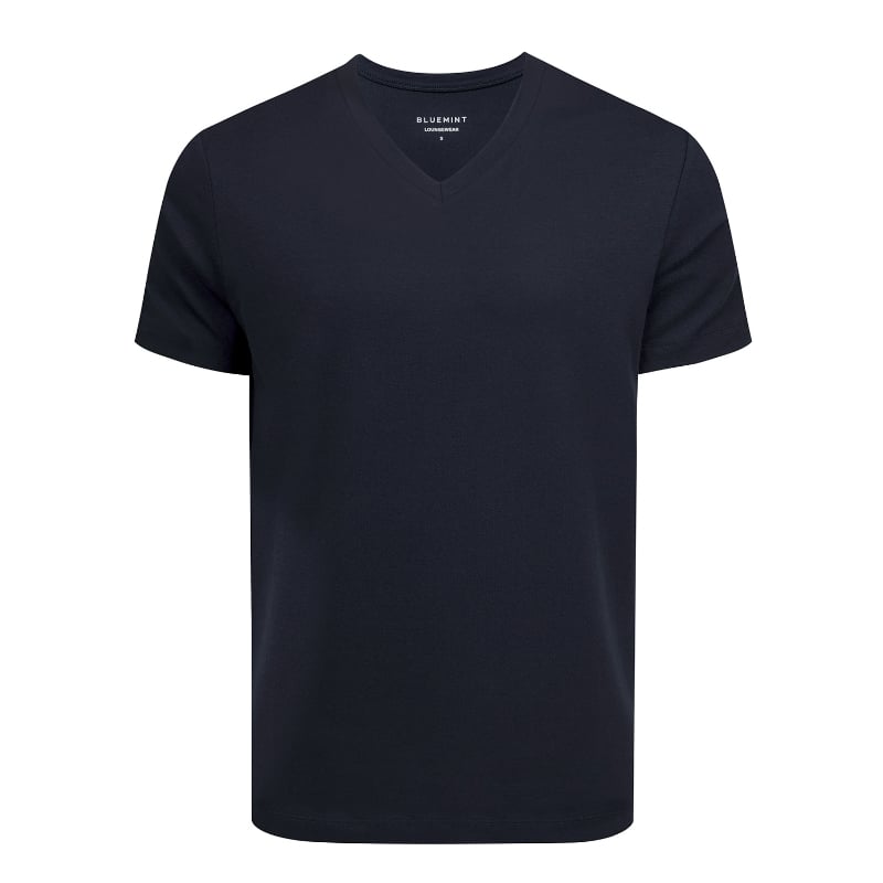 bluemint PERCIE DARK NAVY Cotton-Blend V-Neck T-Shirt