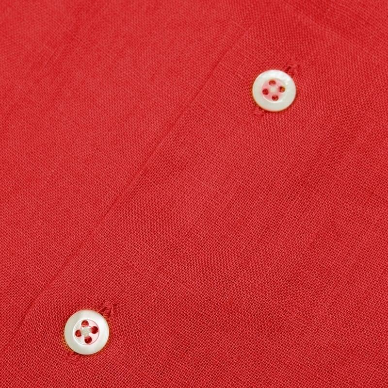 Bluemint PETER CORAL RED Kids Short-Sleeved Camp-Collar Linen Shirt