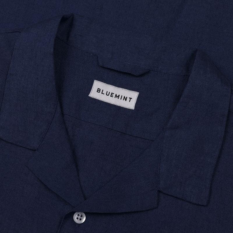 Bluemint PETER DARK NAVY Kids Short-Sleeved Camp-Collar Linen Shirt