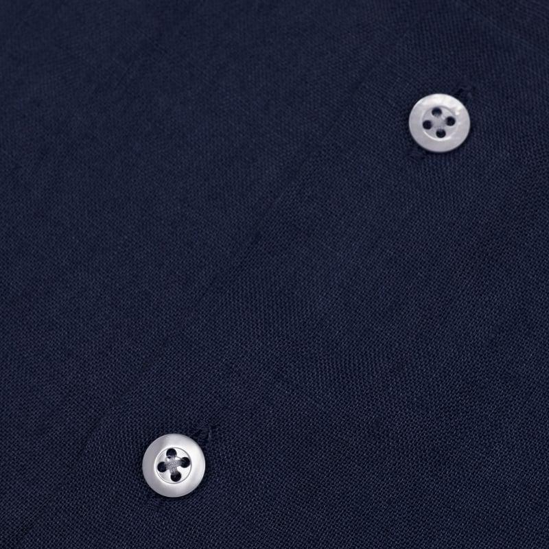 Bluemint PETER DARK NAVY Kids Short-Sleeved Camp-Collar Linen Shirt