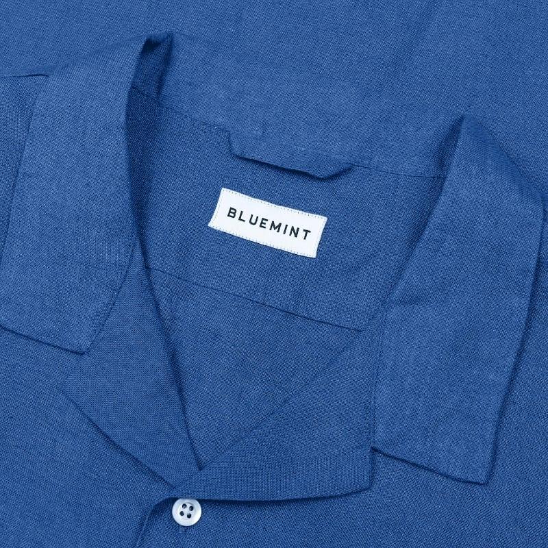 Bluemint PETER LAGOON BLUE Kids Short-Sleeved Camp-Collar Linen Shirt