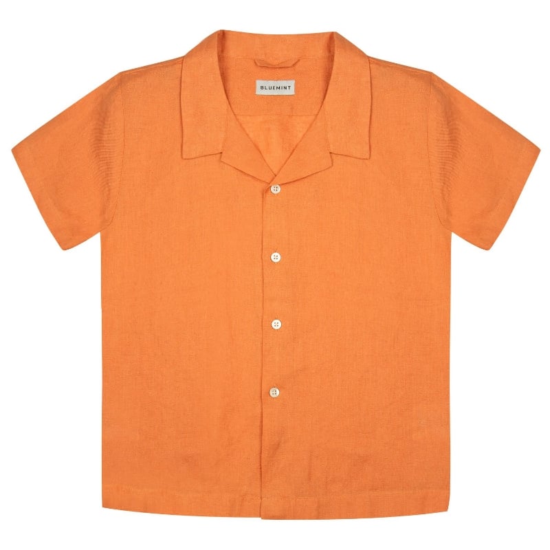 bluemint PETER PEACH Kids Short-Sleeved Camp-Collar Linen Shirt