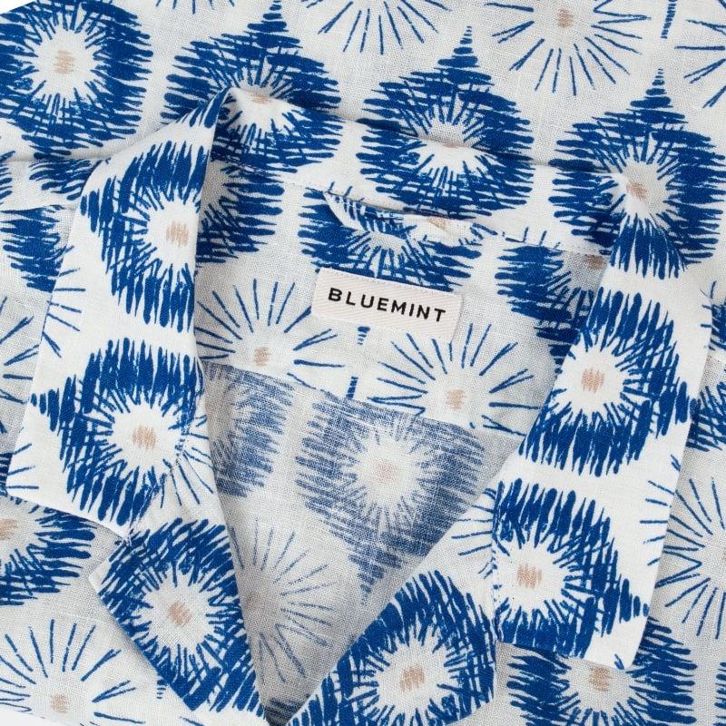 Bluemint PETER PRINTED BLUE LIFE Kids Short-Sleeved Printed Linen Shirt