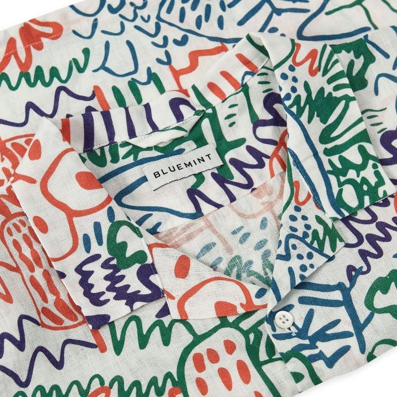 Bluemint PETER PRINTED CITY LINES Kids Short-Sleeved Printed Linen Shirt